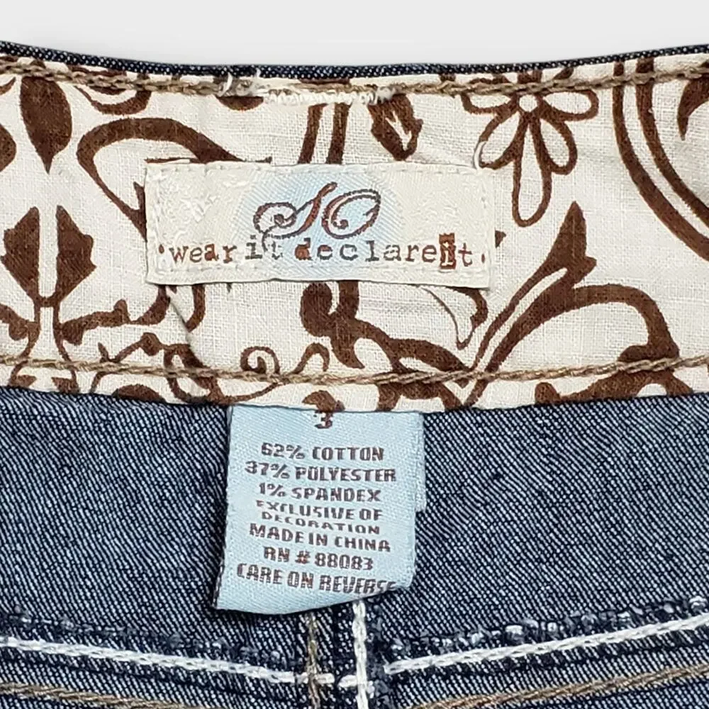 SO Y2K Micro Mini Denim‎ Skirt Dark Blue  Low Rise Stretch 90s 00s Sz 3